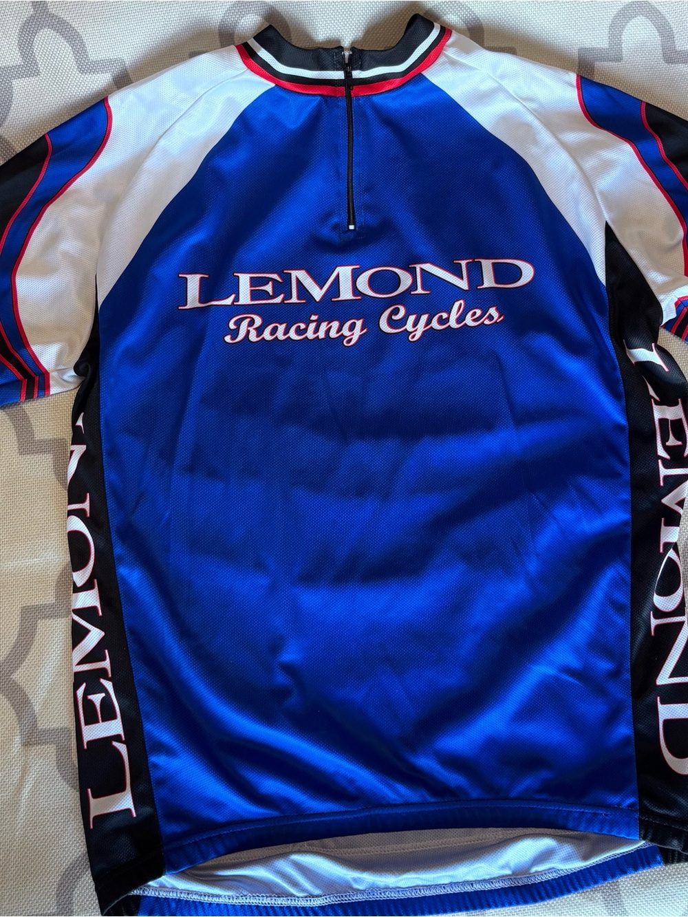 Lemond Blue Cycling Jersey with Black, White and Red Accents
